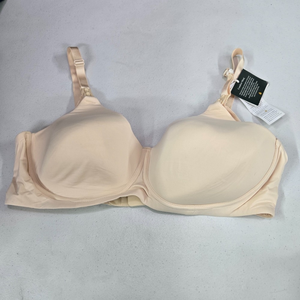 Simple Wishes Women Bra 40D Beige Supermom Nursing Wireless Adjustable Strap NWT